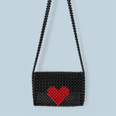 Sac à bandoulière tissé à la main avec perles, sac messager, sac pour téléphone portable, Red Love Western
